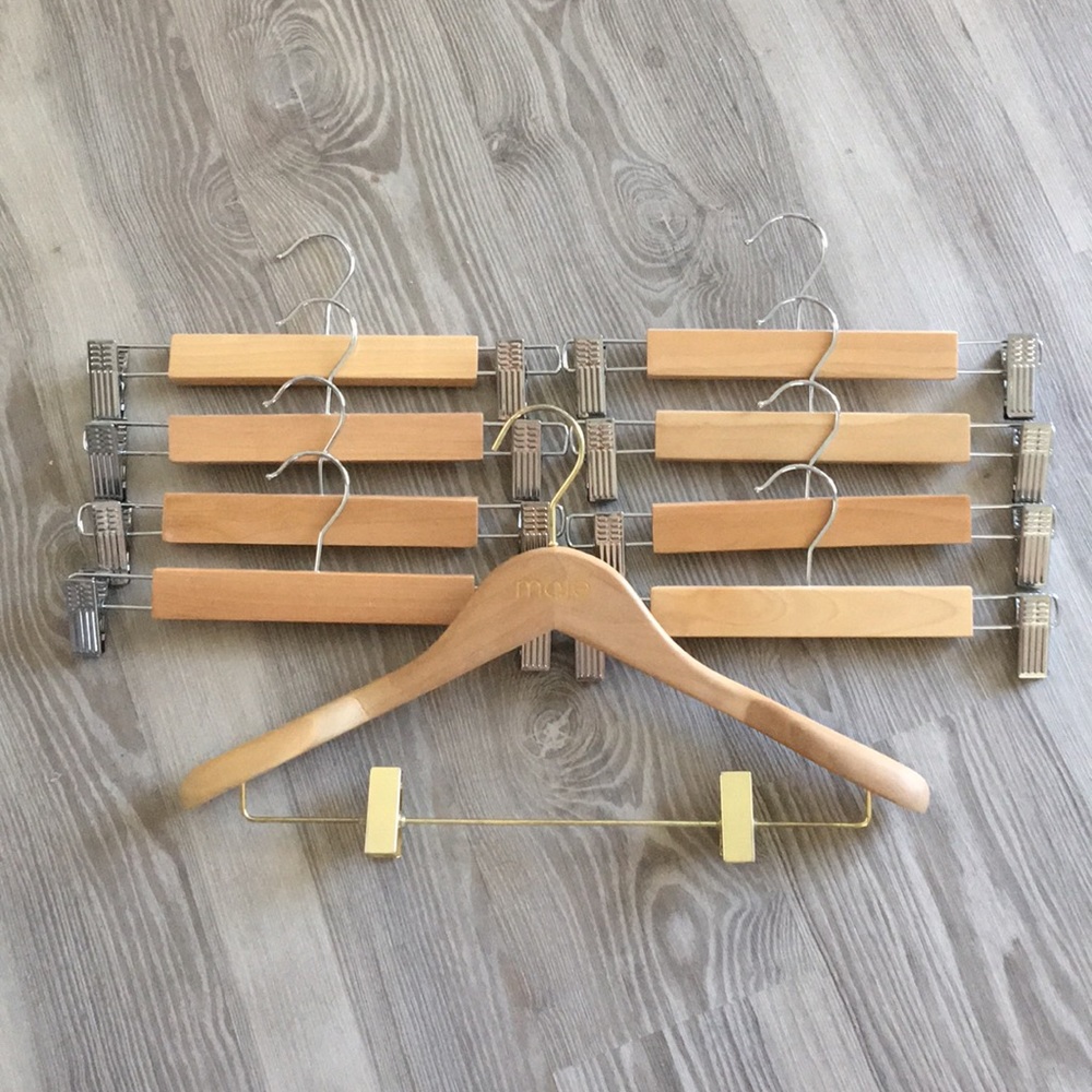 8 Wooden Hangers & 1 Maje Hanger